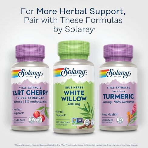 Solaray White Willow 400mg - كبسولات اللحاء البيضاء من الصفصاف - الدعم العشبي المهدئ للعافية والراحة مع الجليكوسيدات التي تحدث بشكل طبيعي - نباتي ، غير محلي ، ضمان 60 يومًا ، 100 سير ، 100 Vegcaps in Saudi Arabia