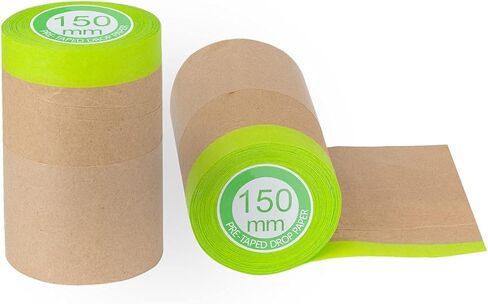 Pre Taped Masking Paper for Painting (4 Pack, 6, 12, 18 and 24 in x 50 ft), Adhesive Tape and Drape Painters Paper, Automotive Paint, House Decoration, DIY Projects. in Kuwait