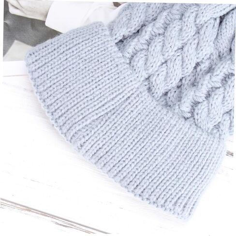 SAFIGLE Double Hairball Twisted Knit Beanie Hat for Winter Soft and Warm Crochet Cap for Boys and Adorable Grey Design for Cold Weather in Saudi Arabia