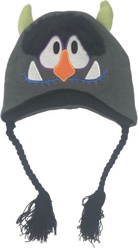 Boys Gray Monster Critter Hat Trapper with Green Horns in Saudi Arabia