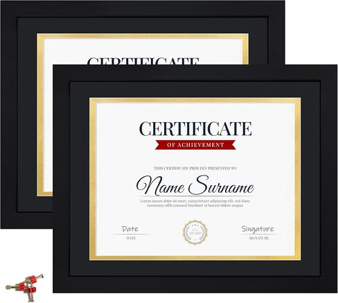 11x14 Picture Frame with Tempered Glass for 8.5x11 Certificate Frame with Mat, Document Diploma Award Degree Frame for Wall Hanging or Tabletop Display, Black in Kuwait