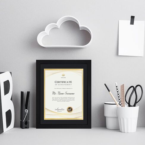 11x14 Picture Frame with Tempered Glass for 8.5x11 Certificate Frame with Mat, Document Diploma Award Degree Frame for Wall Hanging or Tabletop Display, Black in Kuwait