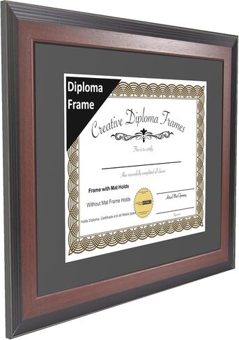Creative Picture Frames 13x17 Mahogany Finish Diploma Frame with Black Matting Holds 13 by 17-inch Documents with Glass and installed Wall Hanger in Saudi Arabia