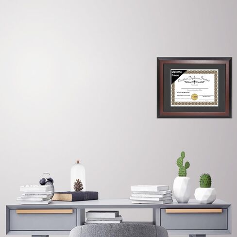 Creative Picture Frames 13x17 Mahogany Finish Diploma Frame with Black Matting Holds 13 by 17-inch Documents with Glass and installed Wall Hanger in Saudi Arabia