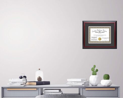 Creative Picture Frames 13x17 Mahogany Finish Diploma Frame with Black Matting Holds 13 by 17-inch Documents with Glass and installed Wall Hanger in Saudi Arabia