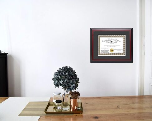Creative Picture Frames 13x17 Mahogany Finish Diploma Frame with Black Matting Holds 13 by 17-inch Documents with Glass and installed Wall Hanger in Saudi Arabia