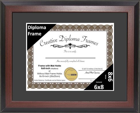 Creative Picture Frames 13x17 Mahogany Finish Diploma Frame with Black Matting Holds 13 by 17-inch Documents with Glass and installed Wall Hanger in Saudi Arabia