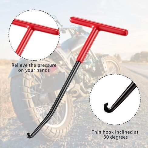 2 Pieces Exhaust Spring Puller Tool Motorcycle Exhaust Spring Hooks, T Handle Exhaust Spring Hooks Snowmobile Spring Puller Removal Tool Pipe Spring Puller for Motorcycle Dirt Bike (Red, Black) in Saudi Arabia
