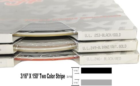 Universal Ultra-Lite 0216246 - Auto Customizing 2-Color Dual Pinstripe - 3/16" x 150' (1/16" Stripe, 1/16" Gap, Then 1/16" Stripe) - 246-Black/Red in Kuwait