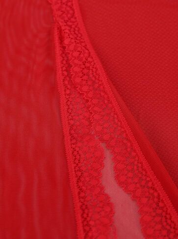 Hilinker Womens Plus Size Leopard Mesh Lingerie Dress Split Long Slip Lace Trim Chemise Nightgown in Saudi Arabia