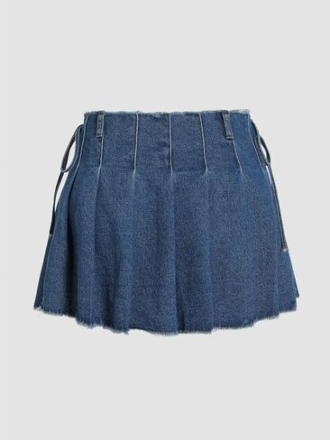 تنورة قصيرة معقودة بحاشية خام مغسولة من CIDER من الدنيم in Kuwait