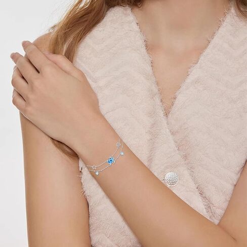 Blue Opal Turtle Bracelet,S925 Sterling Silver Ocean Summer Beach Starfish and Tortoise Cute Animal Birthday Mothers Day Christmas Gifts Jewelry Gifts in Saudi Arabia
