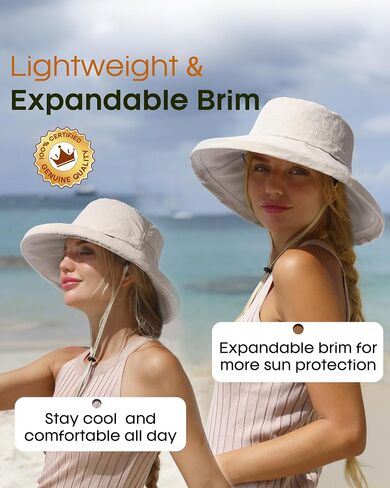 Furtalk Sun Hat للنساء Upf 80+ حافة واسعة ، دلو قابلة للتعبئة مع ثقب ذيل حصان للتنزه في الهواء الطلق في الهواء الطلق in Saudi Arabia