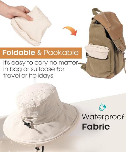Furtalk Sun Hat للنساء Upf 80+ حافة واسعة ، دلو قابلة للتعبئة مع ثقب ذيل حصان للتنزه في الهواء الطلق في الهواء الطلق in Saudi Arabia