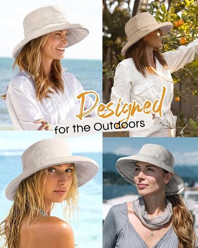 Furtalk Sun Hat للنساء Upf 80+ حافة واسعة ، دلو قابلة للتعبئة مع ثقب ذيل حصان للتنزه في الهواء الطلق في الهواء الطلق in Saudi Arabia