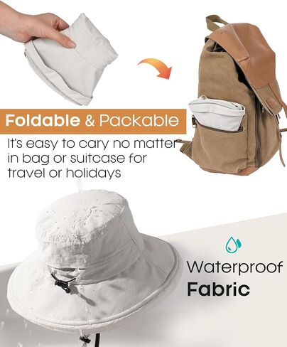 Furtalk Sun Hat للنساء Upf 80+ حافة واسعة ، دلو قابلة للتعبئة مع ثقب ذيل حصان للتنزه في الهواء الطلق في الهواء الطلق in Kuwait
