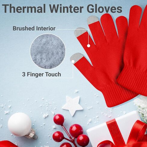 25 Pairs Touch Screen Winter Gloves, Thermal Bulk Pack, Lightweight Warm Soft Stretchy Brushed Interior in Saudi Arabia