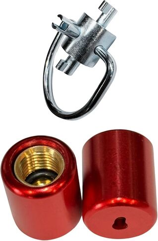 أداة HVAC 3-in-1 Multi Key Tool و 2 Pink Brass 1/4 بوصة Caps Caps Caps Safe Cafficivate Your AC Systems والبيئة من الفوضى المفقودة أو العرضية. ECWB ، الأحمر (3in1) in Kuwait