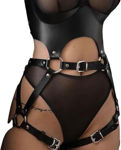 Women Leather Harness Sets Sexy Lingerie Body Bondage Straps Chest Harness Garter Belts Full Body Blue Gothic Suspenders in Saudi Arabia