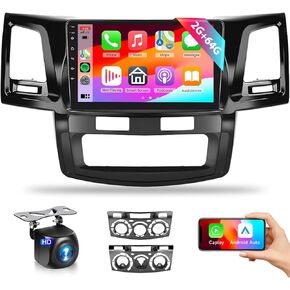ستيريو سيارة أندرويد لعام 2005-2014 تويوتا فورتشنر هايلكس مع تشغيل السيارة اللاسلكية Android Auto MirrorLink HiFi Audio، Podofo 9 بوصة HD IPS شاشة تعمل باللمس راديو سيارة بلوتوث مع نظام تحديد المواقع واي فاي 16EQ كاميرا احتياطية ميكروفون in Saudi Arabia