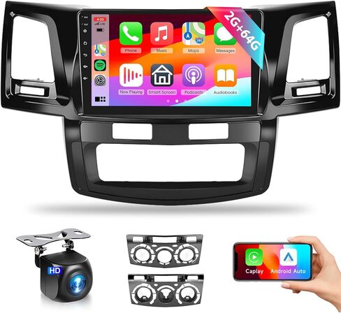 ستيريو سيارة أندرويد لعام 2005-2014 تويوتا فورتشنر هايلكس مع تشغيل السيارة اللاسلكية Android Auto MirrorLink HiFi Audio، Podofo 9 بوصة HD IPS شاشة تعمل باللمس راديو سيارة بلوتوث مع نظام تحديد المواقع واي فاي 16EQ كاميرا احتياطية ميكروفون in Saudi Arabia