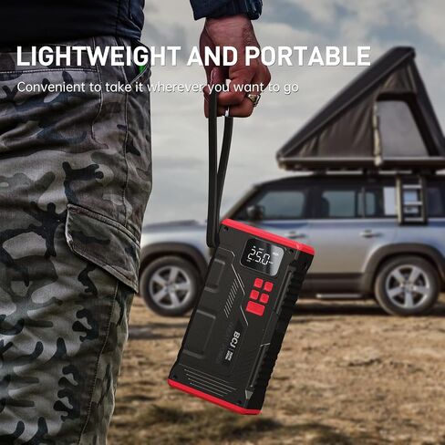 Portable Car Jump Starter with Air Compressor, BCJ 2500A Battery Jump Box with150PSI Digital Air Pump for Tire Inflator, 12V Lithium Battery Jumper Pack Booster for 8L Gas/7.5L Diesel Vehicles in Saudi Arabia