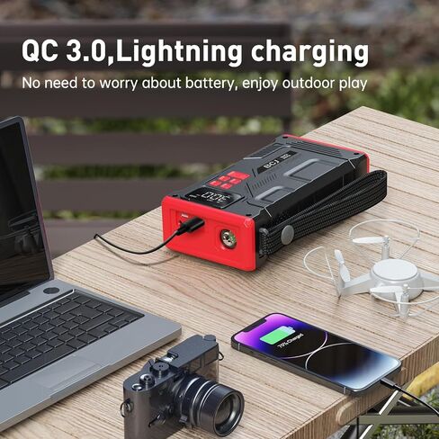 Portable Car Jump Starter with Air Compressor, BCJ 2500A Battery Jump Box with150PSI Digital Air Pump for Tire Inflator, 12V Lithium Battery Jumper Pack Booster for 8L Gas/7.5L Diesel Vehicles in Saudi Arabia