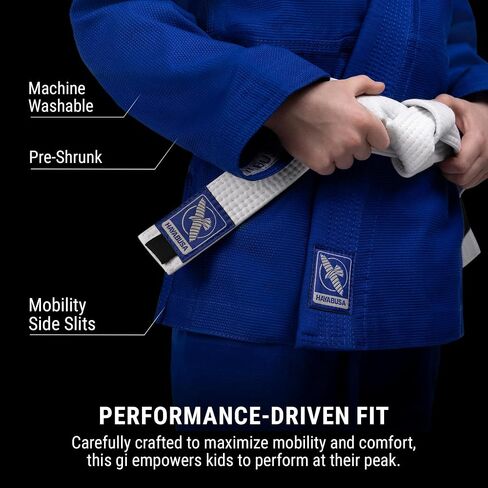Hayabusa Essential Jiu Jitsu Gi Kids ، Pearl Weave ، يشمل BJJ White Belt و IBJJF متوافق وخفيف الوزن ودائم in Kuwait