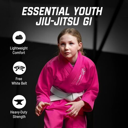 Hayabusa Essential Jiu Jitsu Gi Kids ، Pearl Weave ، يشمل BJJ White Belt و IBJJF متوافق وخفيف الوزن ودائم in Kuwait