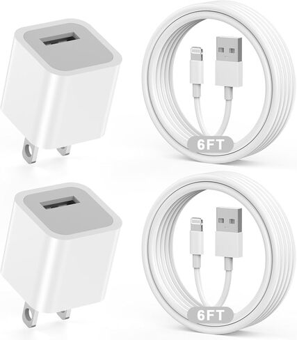 iPhone Wall Charger,[Apple MFi Certified] 2 Pack Lightning Cable Quick Fast Charging Cord USB Wall Chargers Travel Plug Adapter for iPhone 14/Pro Max/13/12/11/10/X/XR/XS Max/SE/8/7/6/Plus 6FT in Kuwait