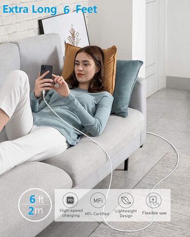 iPhone Wall Charger,[Apple MFi Certified] 2 Pack Lightning Cable Quick Fast Charging Cord USB Wall Chargers Travel Plug Adapter for iPhone 14/Pro Max/13/12/11/10/X/XR/XS Max/SE/8/7/6/Plus 6FT in Kuwait