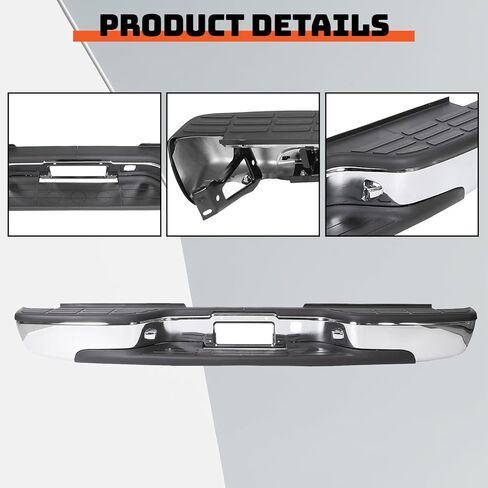 خطوة خلفية Ecotric الوفير متوافق مع 1999-2007 Chevy Chevrolet Silverado GMC Sierra 1500 2500 شريط الوجه الكلاسيكي مع أضواء لوحة الترخيص استبدال GM1103122 12496085 GM1103124 مسحوق المسحوق الأسود in Saudi Arabia