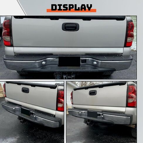 خطوة خلفية Ecotric الوفير متوافق مع 1999-2007 Chevy Chevrolet Silverado GMC Sierra 1500 2500 شريط الوجه الكلاسيكي مع أضواء لوحة الترخيص استبدال GM1103122 12496085 GM1103124 مسحوق المسحوق الأسود in Saudi Arabia