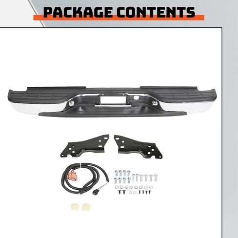 خطوة خلفية Ecotric الوفير متوافق مع 1999-2007 Chevy Chevrolet Silverado GMC Sierra 1500 2500 شريط الوجه الكلاسيكي مع أضواء لوحة الترخيص استبدال GM1103122 12496085 GM1103124 مسحوق المسحوق الأسود in Saudi Arabia