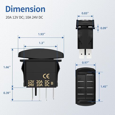Daiertek لحظية الروك التبديل 12V 24V لأسفل عكس قطبية DPDT 7 دبوس سهم مفتاح الروك (تشغيل) -OFF- in Kuwait