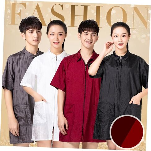 PartyKindom Hairdresser Uniform Breathable Beauty Technician Overalls for Salon Use Quick Drying Hair Dyeing Clothes Comfortable Xl Easy Clean Design with Pocket in Saudi Arabia