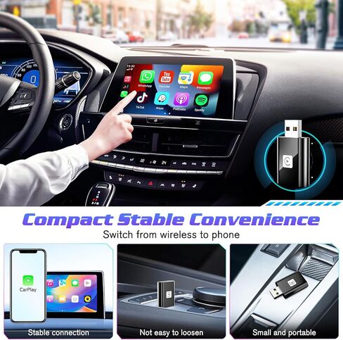 Mini Wireless Carplay Adapter for Apple, Newest Stable Wireless carplay Adapter Smallest Fast Convert Factory Wired to Wireless CarPlay Dongle Cars for iOS in Saudi Arabia