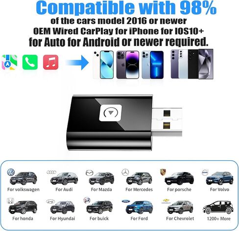 Mini Wireless Carplay Adapter for Apple, Newest Stable Wireless carplay Adapter Smallest Fast Convert Factory Wired to Wireless CarPlay Dongle Cars for iOS in Saudi Arabia