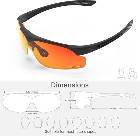 Cycling Sunglasses Polarized Sports Sunglasses With Magnetic Interchangeable Lens for Cycling, Running, Baseball, Fishing in Saudi Arabia
