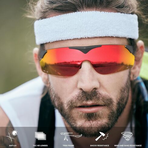 Cycling Sunglasses Polarized Sports Sunglasses With Magnetic Interchangeable Lens for Cycling, Running, Baseball, Fishing in Saudi Arabia