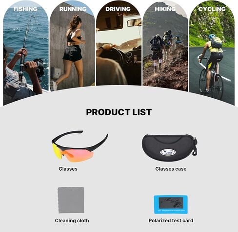 Cycling Sunglasses Polarized Sports Sunglasses With Magnetic Interchangeable Lens for Cycling, Running, Baseball, Fishing in Saudi Arabia