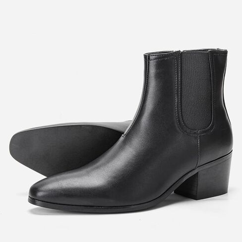 Harssidanzar Chelsea Ankle Boots For Men,Heel Retro Walking Motorcycle Dress Boots KM305US in Saudi Arabia