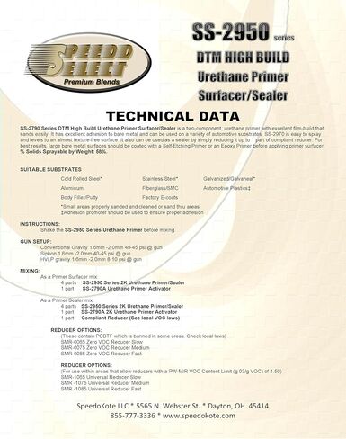 Speedokote Automotive High Build 2K Urethane Primer/Sealer WHITE Gallon Kit, SS-2950W/2790A in Saudi Arabia