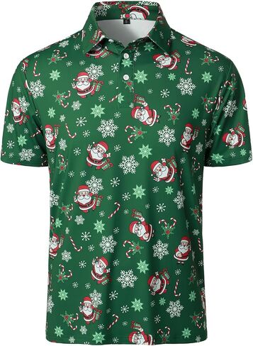 HOOD CREW Men’s Funny Golf Shirts Christmas Hawaiian Shirts Short Sleeve Cartoon Printed Polo Shirts in Saudi Arabia