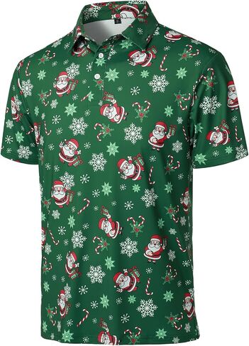 HOOD CREW Men’s Funny Golf Shirts Christmas Hawaiian Shirts Short Sleeve Cartoon Printed Polo Shirts in Saudi Arabia