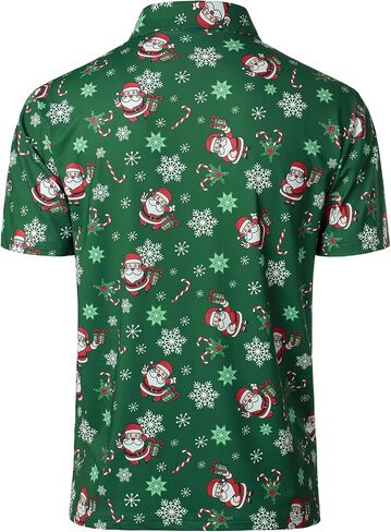 HOOD CREW Men’s Funny Golf Shirts Christmas Hawaiian Shirts Short Sleeve Cartoon Printed Polo Shirts in Saudi Arabia