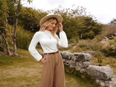 GRACE KARIN Womens Long Sleeve Ruched Tops Mock Neck Slim Fit Y2K Going Out Blouses 2025 Fall Trendy Tight Shirts in Saudi Arabia