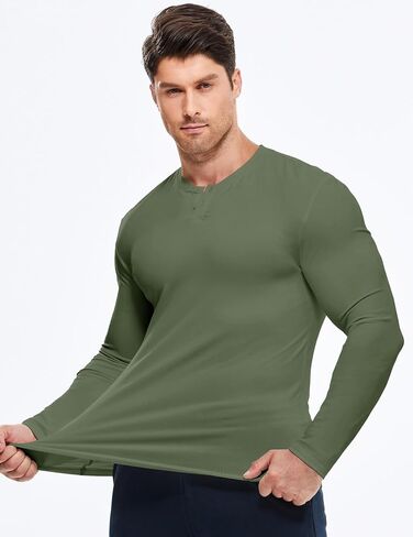 JMIERR Mens Muscle Slim Henley Shirt Button V-Neck Long Sleeve Gym Workout Athletic T Shirts in Saudi Arabia