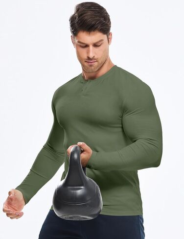 JMIERR Mens Muscle Slim Henley Shirt Button V-Neck Long Sleeve Gym Workout Athletic T Shirts in Saudi Arabia