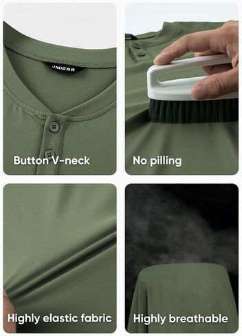 JMIERR Mens Muscle Slim Henley Shirt Button V-Neck Long Sleeve Gym Workout Athletic T Shirts in Saudi Arabia